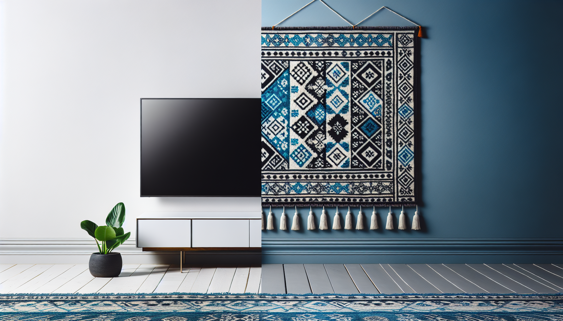 Before and after: Transform your TV with a handwoven Moroccan cover